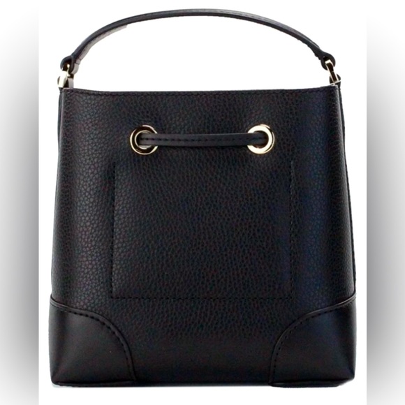MICHAEL Michael Kors Black Mercer Small Drawstring Leather Messenger Bucket Tote - Picture 2 of 9